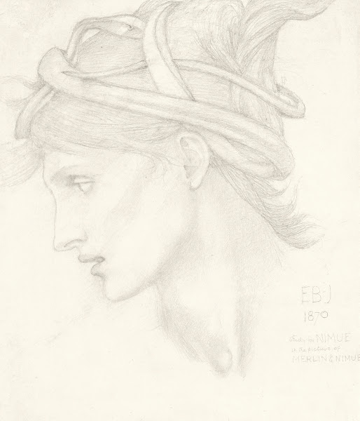 Head study of Maria Zambaco for Nimue in The Beguiling of Merlin 1870