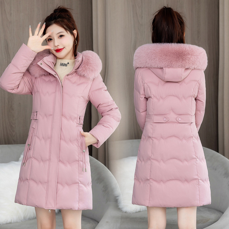 Women's quilted jacket, mid-length, with double zipper