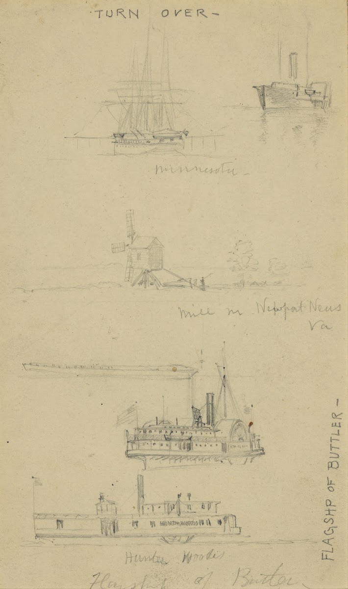 Views of ships and a mill 1860 1865