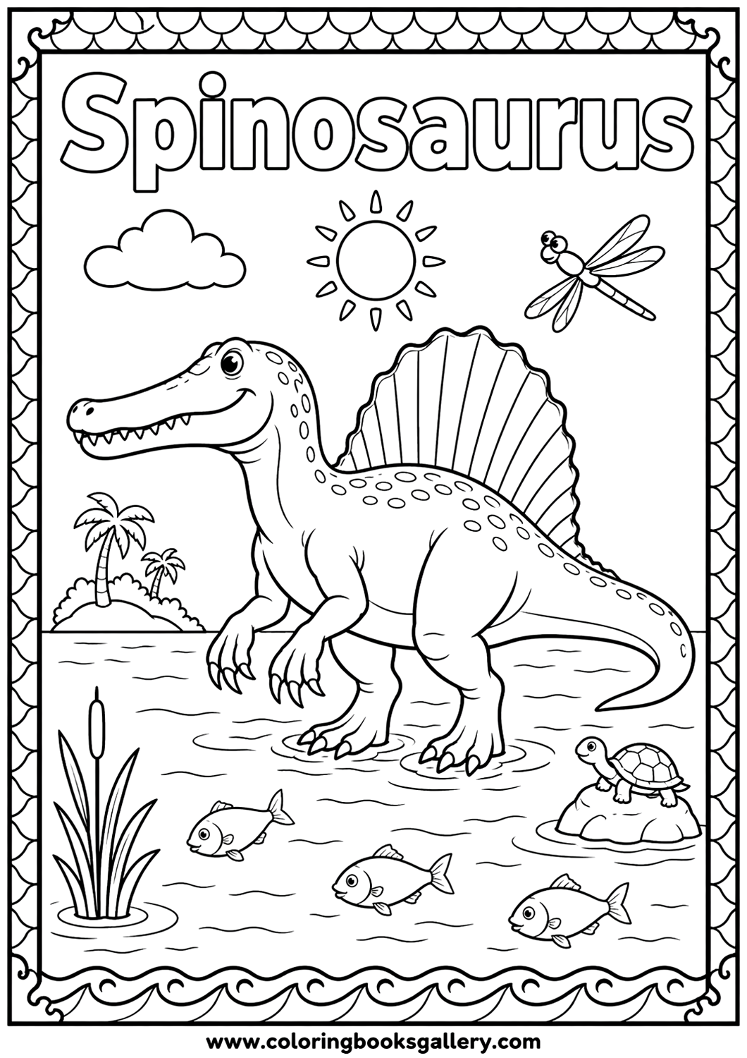 Epic Spinosaurus Coloring Sheet – Perfect for Creative Learning – free coloring page for kids
