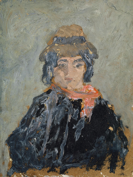 Woman with Red Neck Scarf