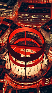 Aerial View of Massive Red Urban Circular Structure