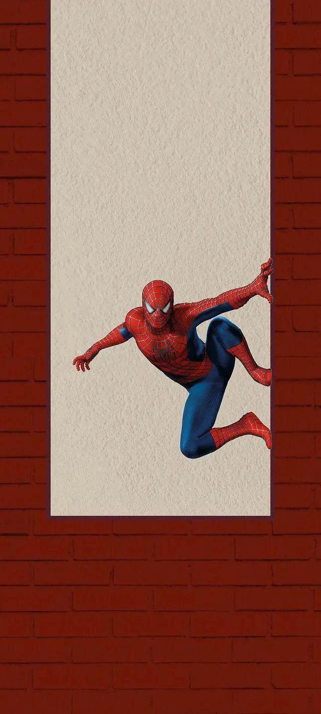 Spider-Man on Brick Wall - Digital Illustration iPhone Wallpaper (640x1422)