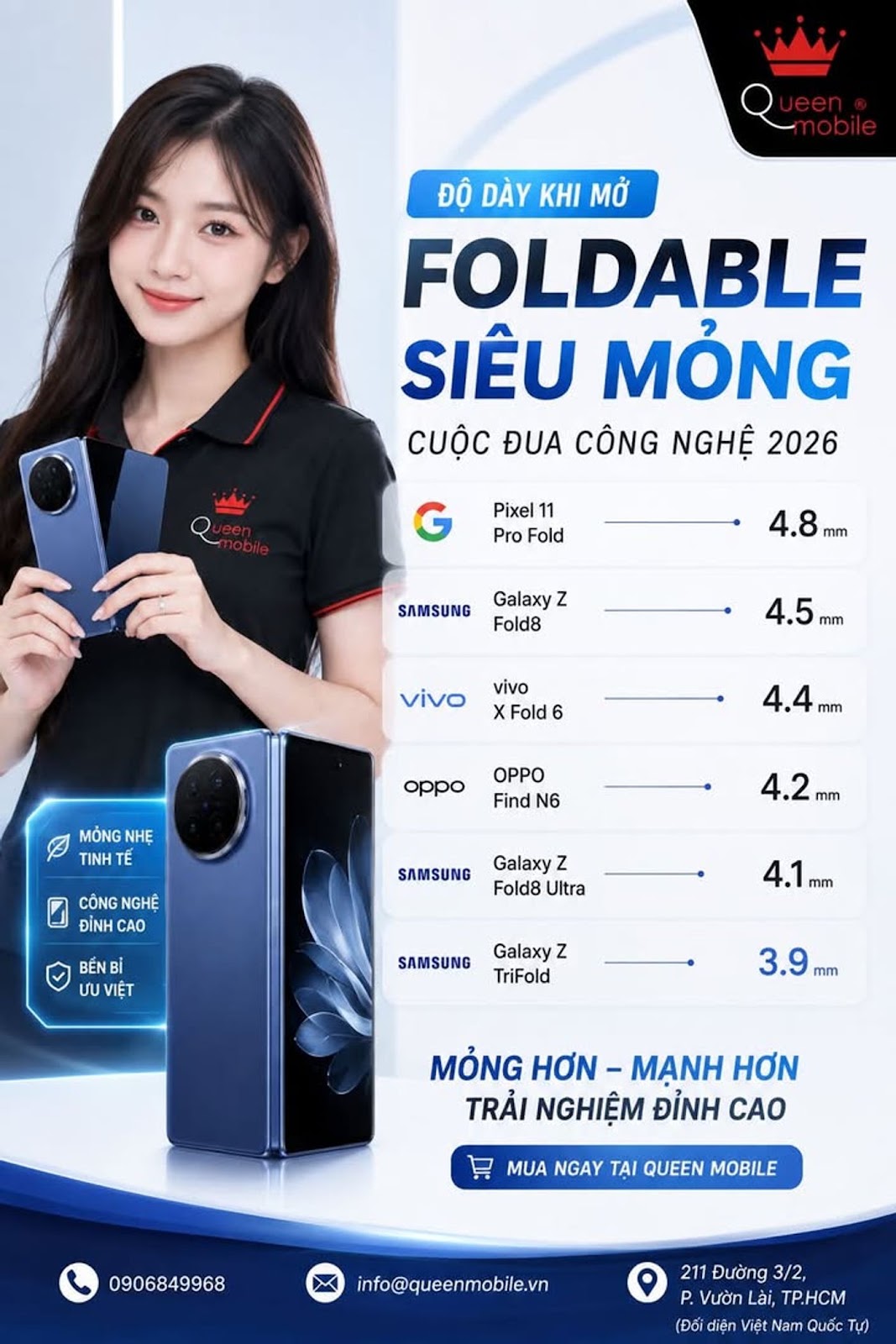 การแข่งขันโทรศัพท์พับบางเฉียบร้อนแรง Galaxy Z TriFold ขนาด 3.9 มม. เป็นผู้นำในตารางเปรียบเทียบ แต่ Pixel 11 Pro Fold ยังมีข้อมูลรั่วไหล #GalaxyZTriFold #GalaxyZFold8Ultra #Ga