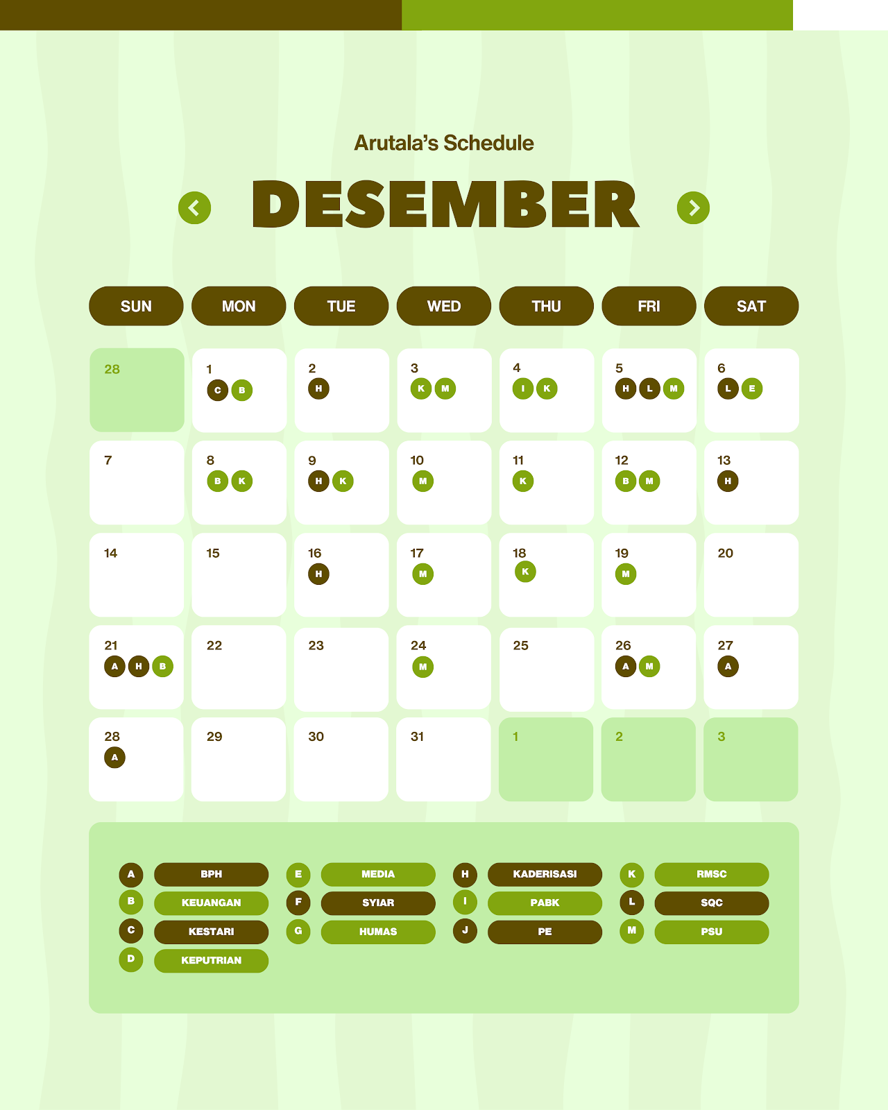 Arutala’s Schedule