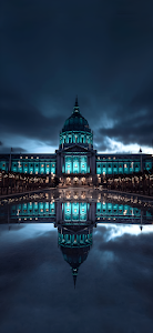San Francisco City Hall Teal Night Reflection Symmetry