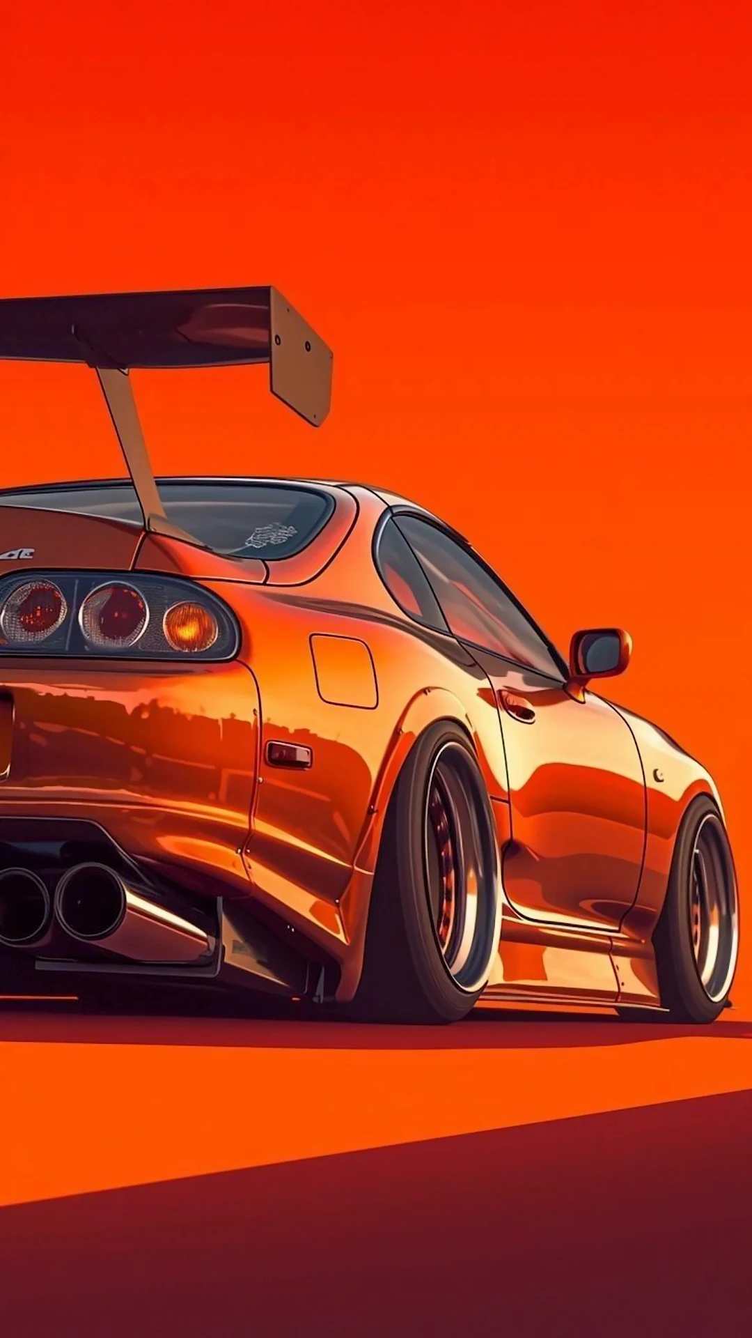Aggressive Orange JDM Sports Car Widebody Kit Rear View - Free 4K mobile Wallpaper