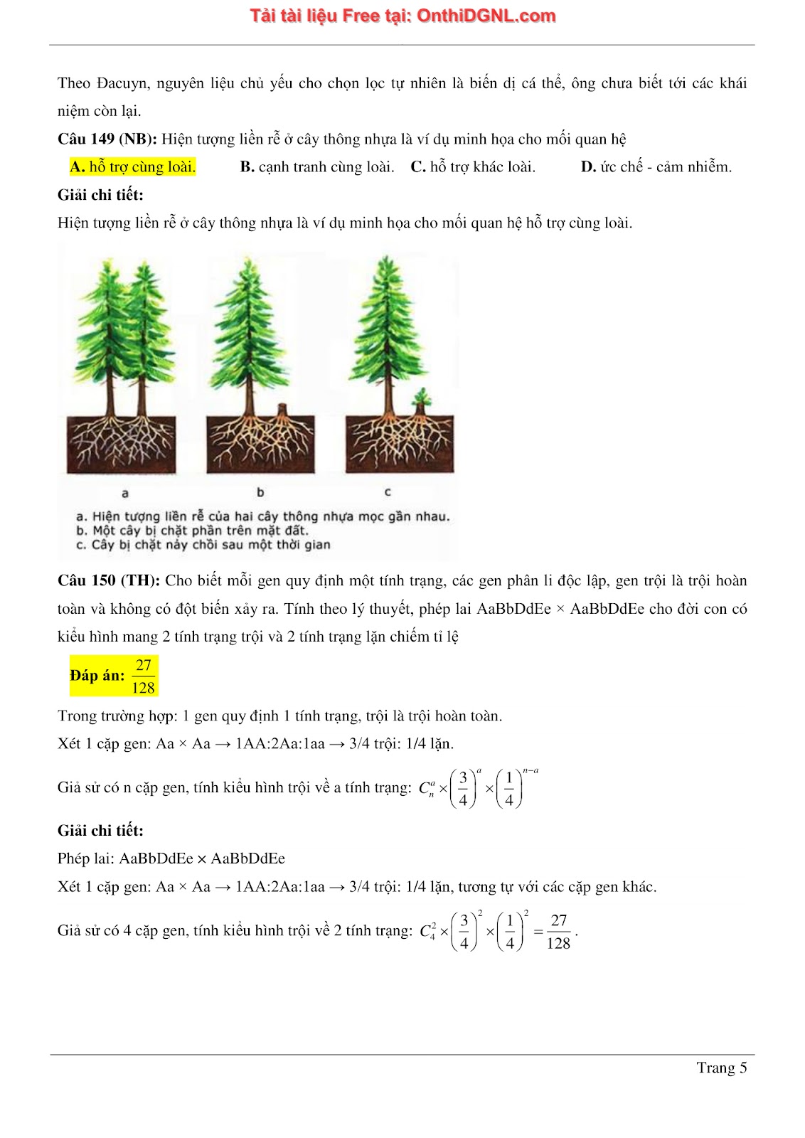 150 bài tập môn Sinh học - Ôn thi ĐGNL ĐHQG HN Phần 9