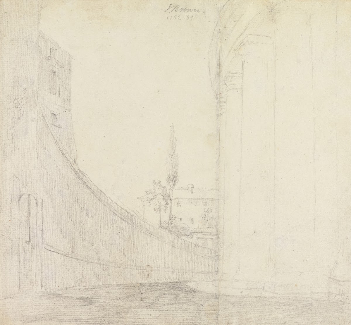 View from Behind the Colonnade Piazza San Pietro Rome ca 1772