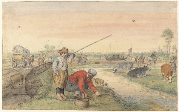 Landscape with Two Eel Fishermen by a Ditch c 1625   c 1630