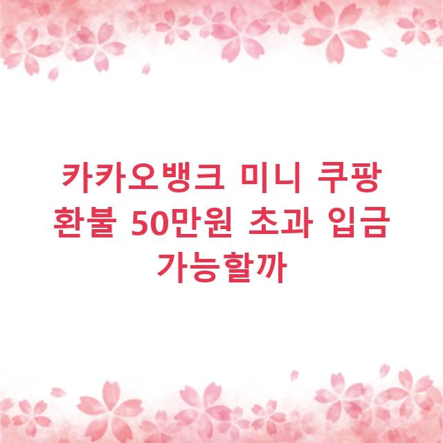 카카오뱅크 미니 쿠팡 환불 50만원 초과 입금 가능할까