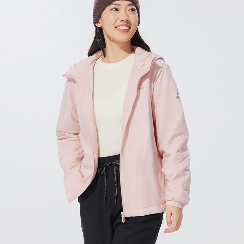 Light women's down jacket, white duck down, hood
