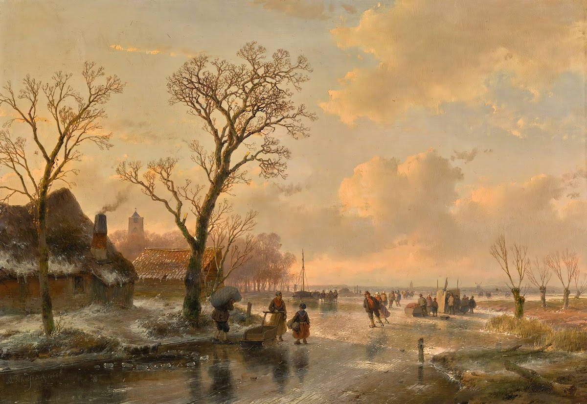 Skaters on a frozen river 1866
