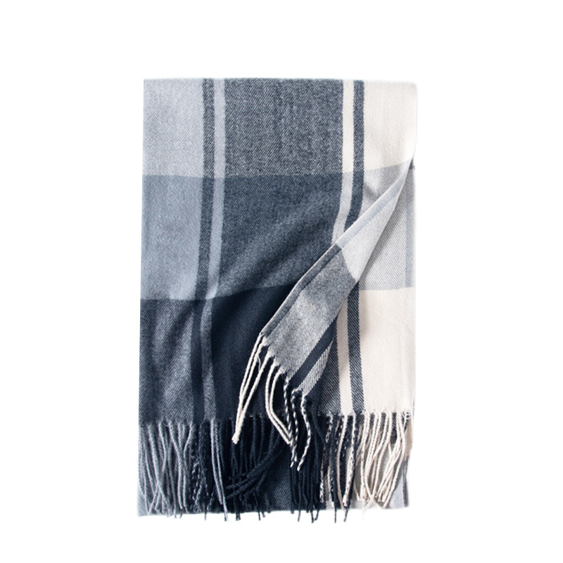 Checkered Women's Winter Scarf with Fringes