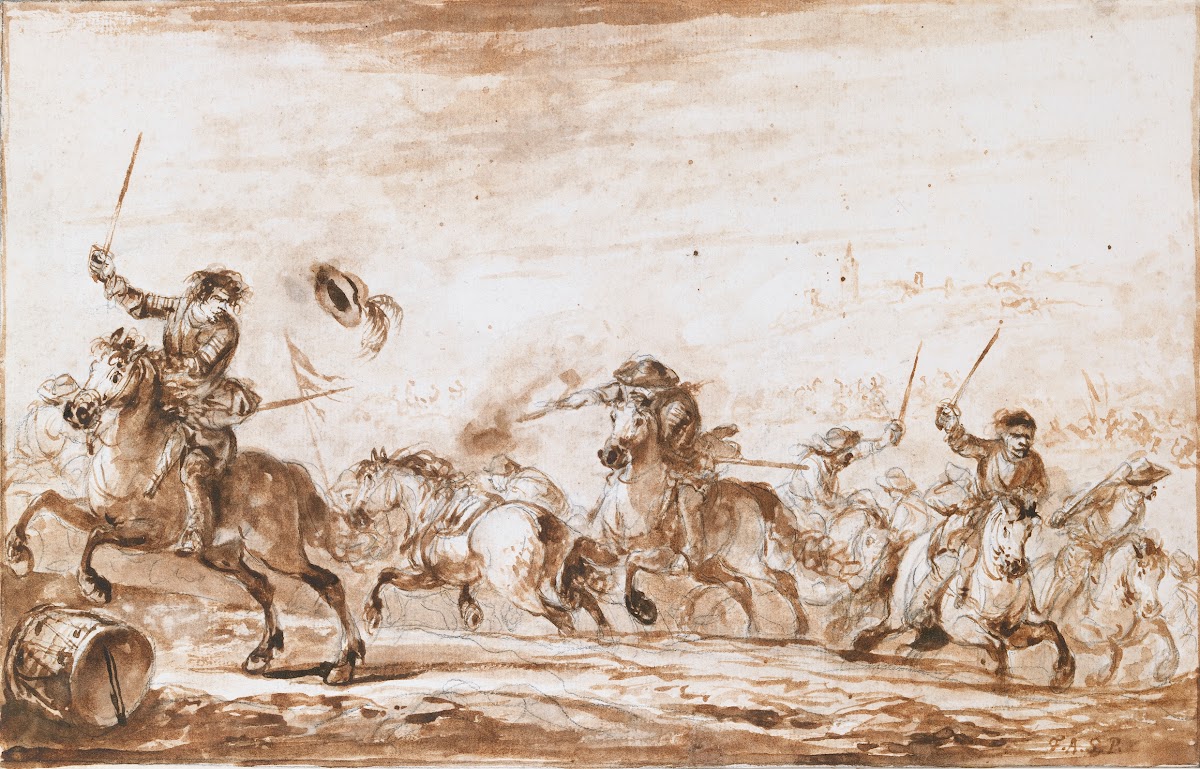 Cavalry Fighting below a Walled Town