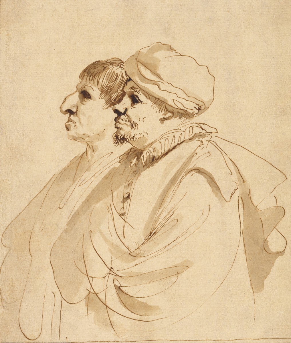 Caricature of Two Men Seen in Profile 1635