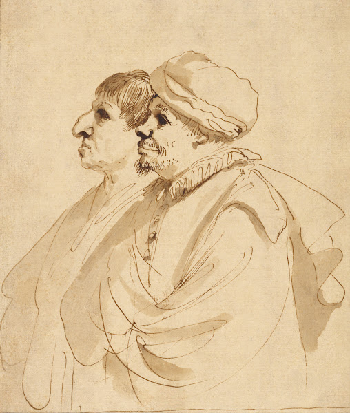 Caricature of Two Men Seen in Profile 1635