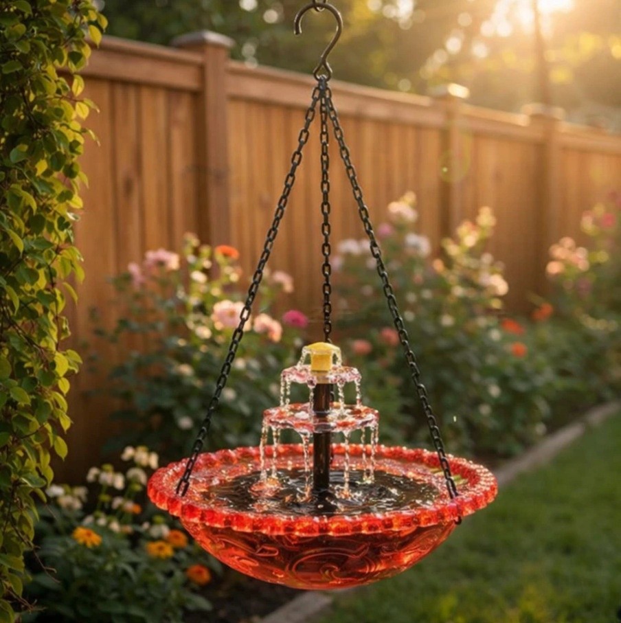 Solar-Powered Birdbath with Fountain Feature