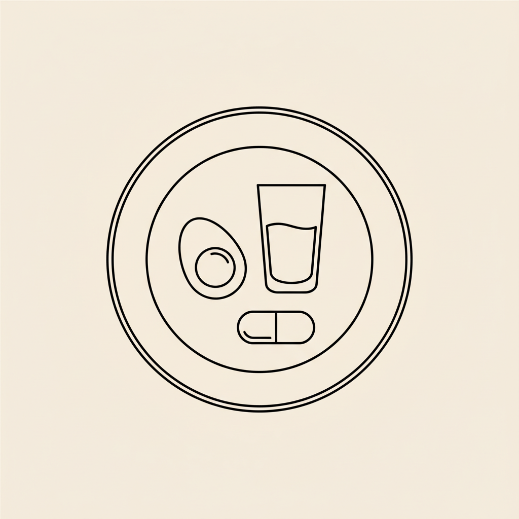 Minimal Tonum-style line illustration of an egg, water glass, and capsule on a plate on beige background — how can I boost my metabolism naturally