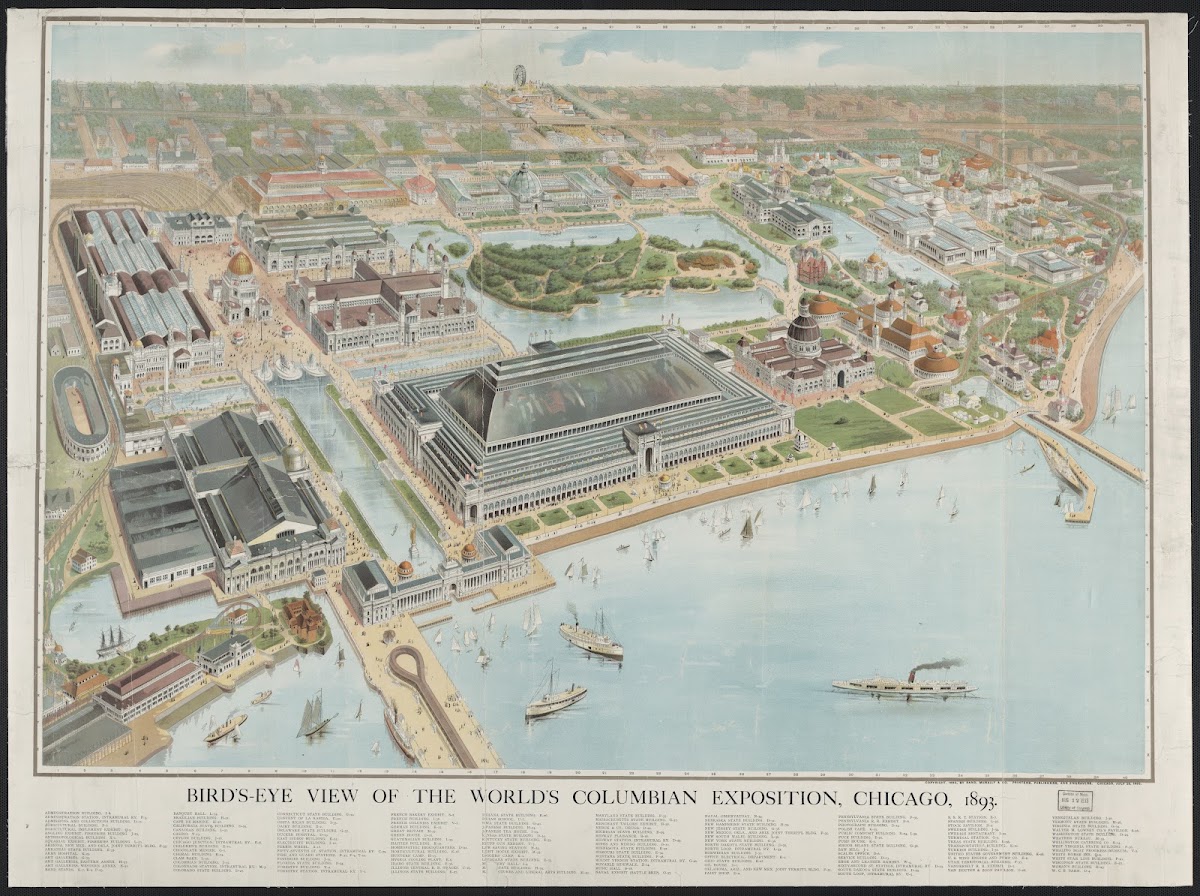 Birds eye view of the Worlds Columbian Exposition Chicago 1893 1893
