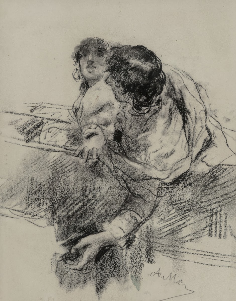 Couple in a boat man leaning over edge