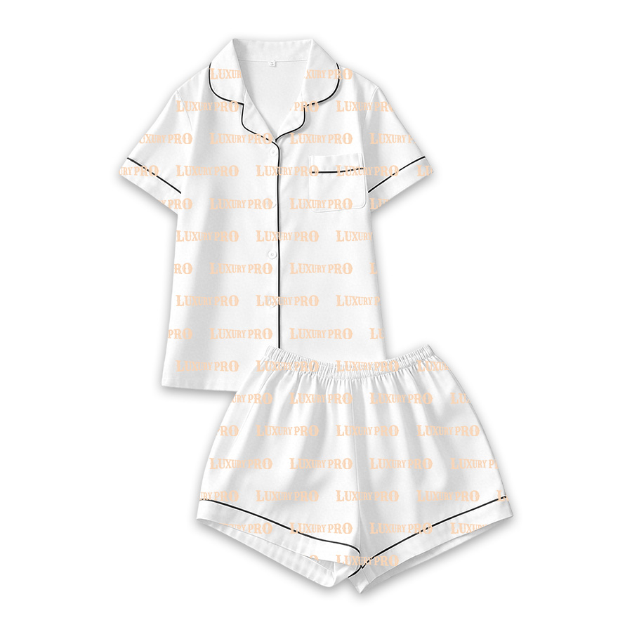 AOP KHU Children's Bordered Short Sleeve Shirt and Pajama Set - No Drawstring