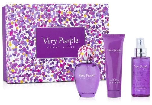 ESTUCHE PERRY ELLIS VERY PURPLE MUJER 3PZS 100ML EDP + SPLASH + CREMA