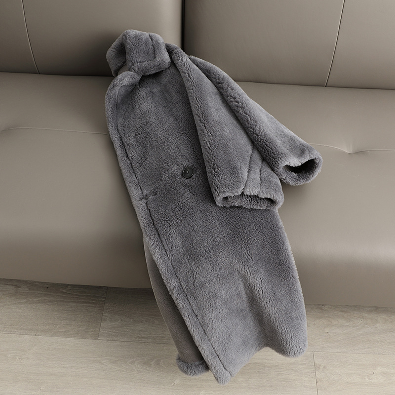 Teddy coat with lapel collar, women