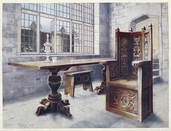 Oak trestle table Mine hosts chair 1910   1911
