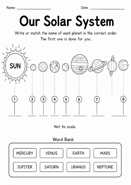 Our Solar System Worksheet