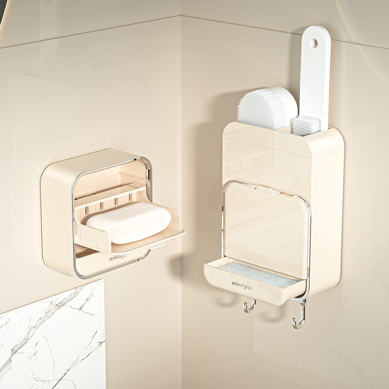 Soap dish, wall-mounted, with drainage