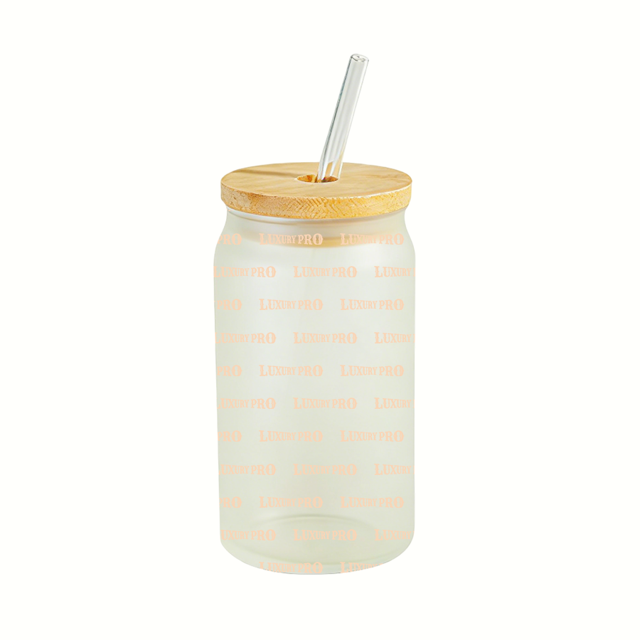 Frosted Cup with Bamboo Lid - Heat Transfer Printing