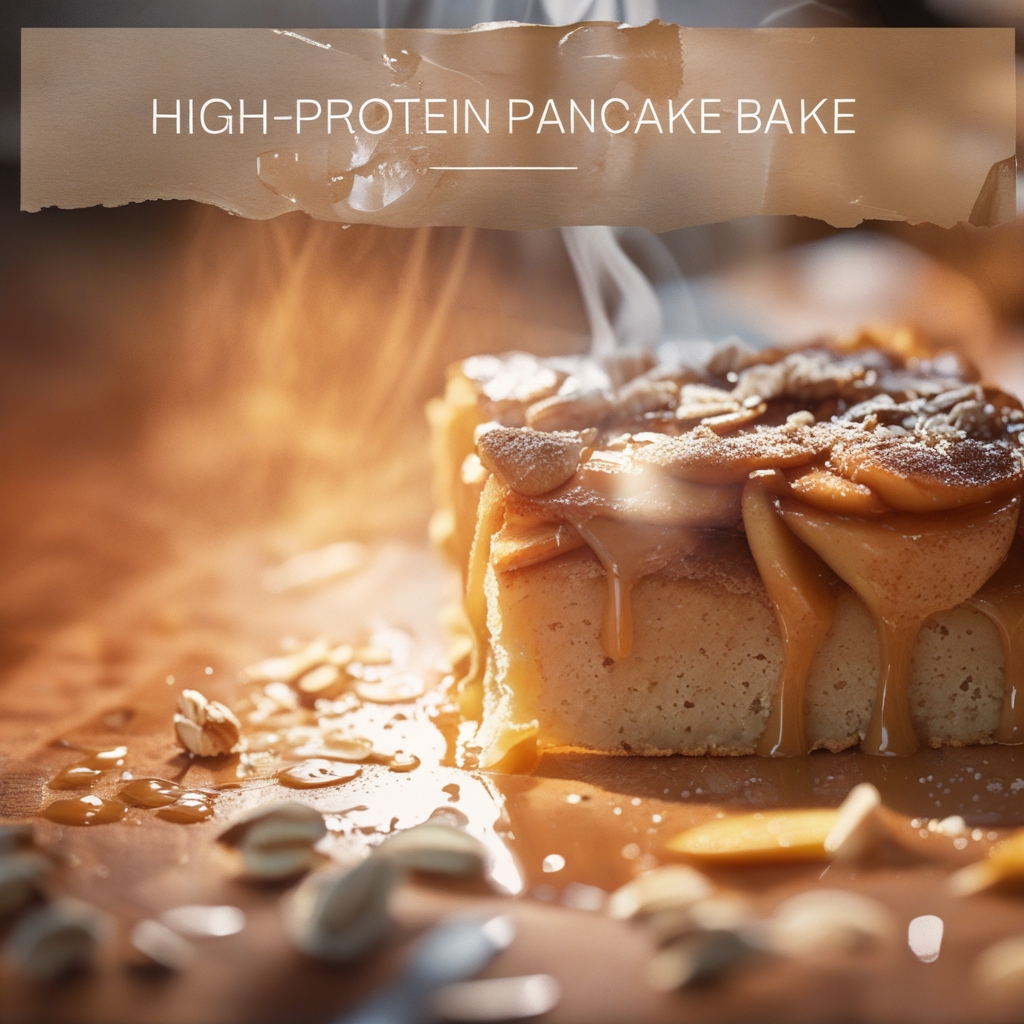 Cottage Cheese Protein Pancake Bake with Spiced Apple & Almond Butter Drizzle