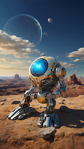 Robot Exploring Alien Desert Under Giant Planets