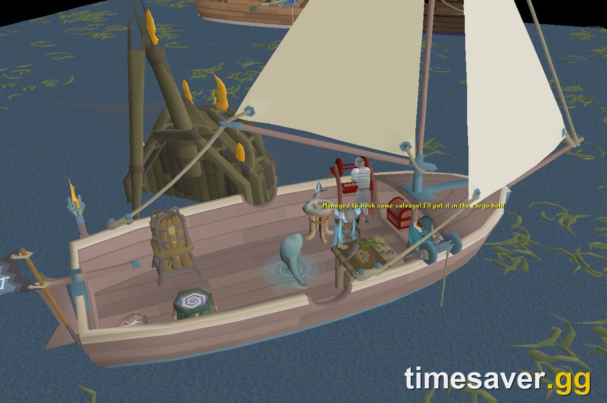 Shipwreck salvaging — recovering salvage from a submerged wreck in OSRS