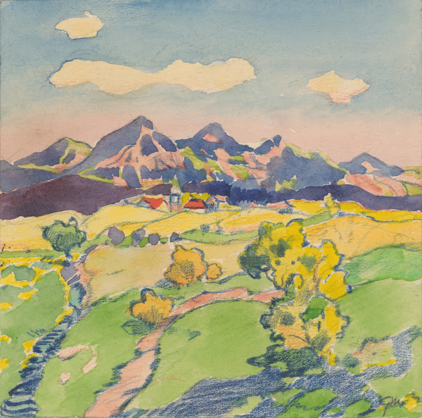 8  A View of a Village below the Mountain among Meadows 1932