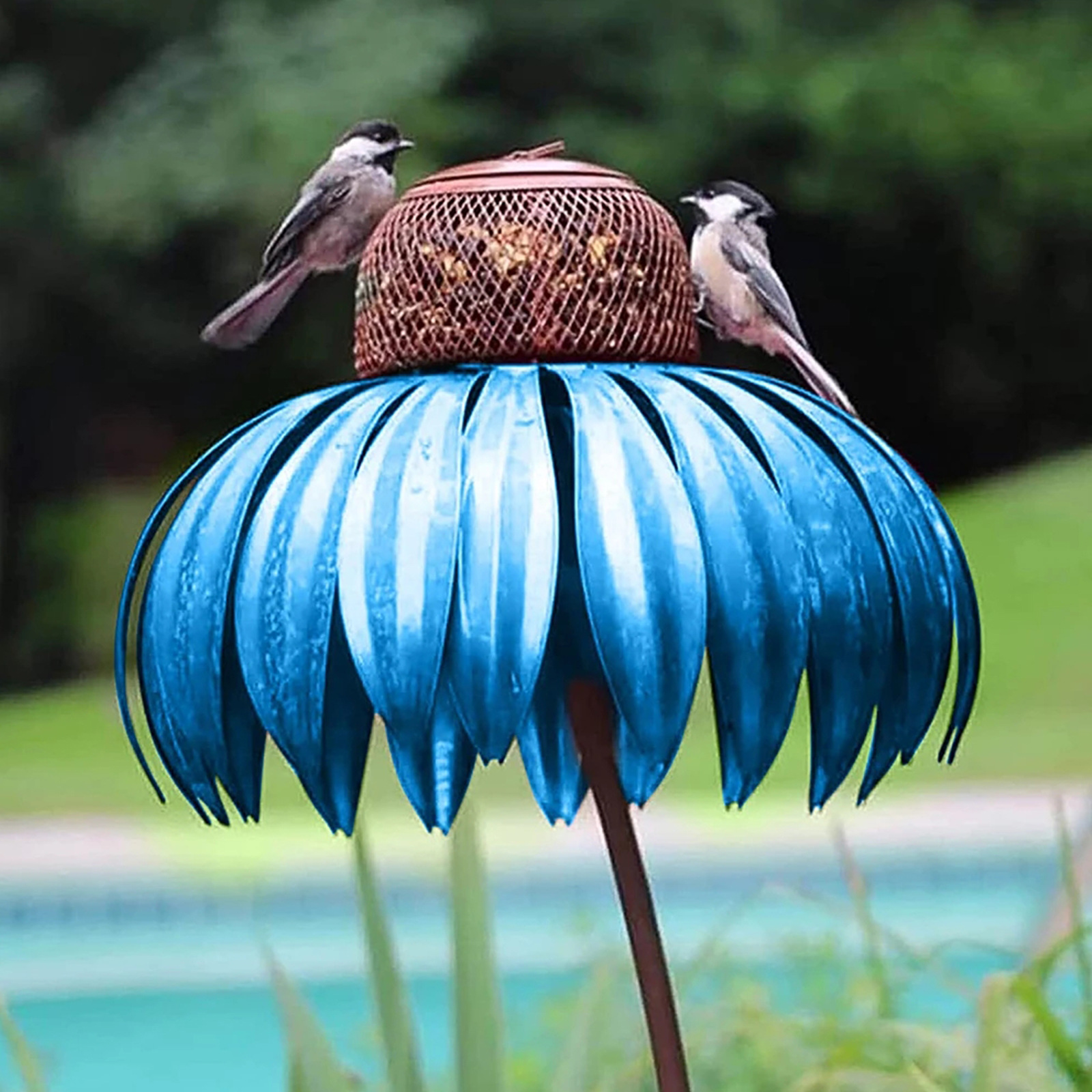 Flower Birdbath made of metal