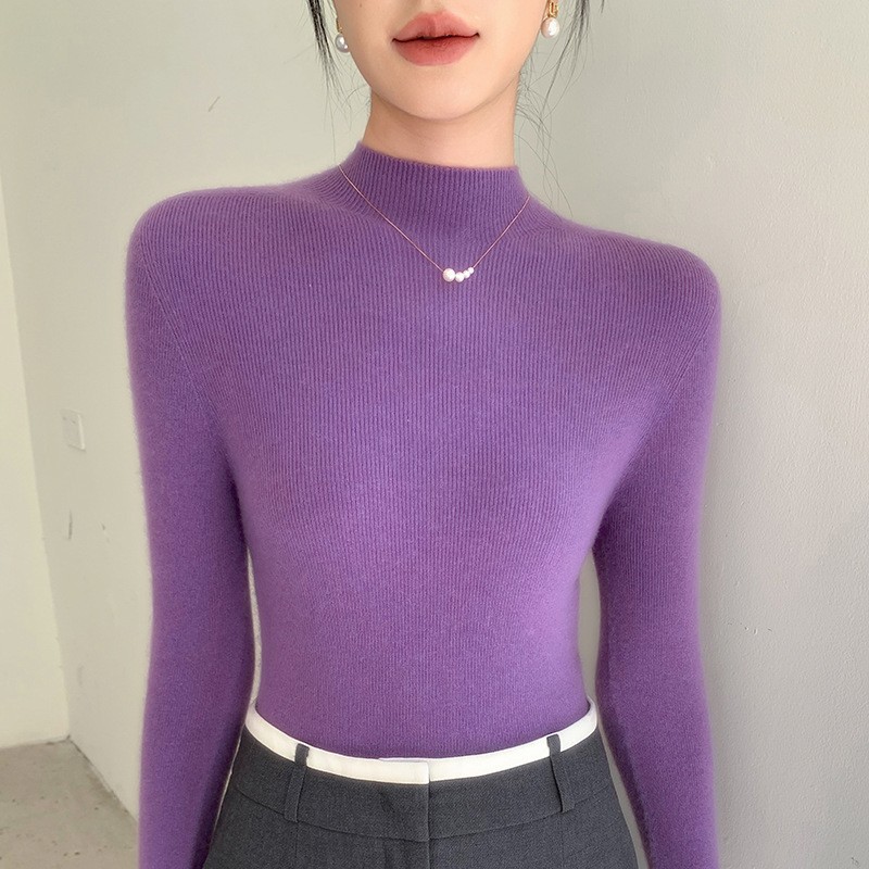 Damen-Strickpullover mit Stehkragen, figurbetont