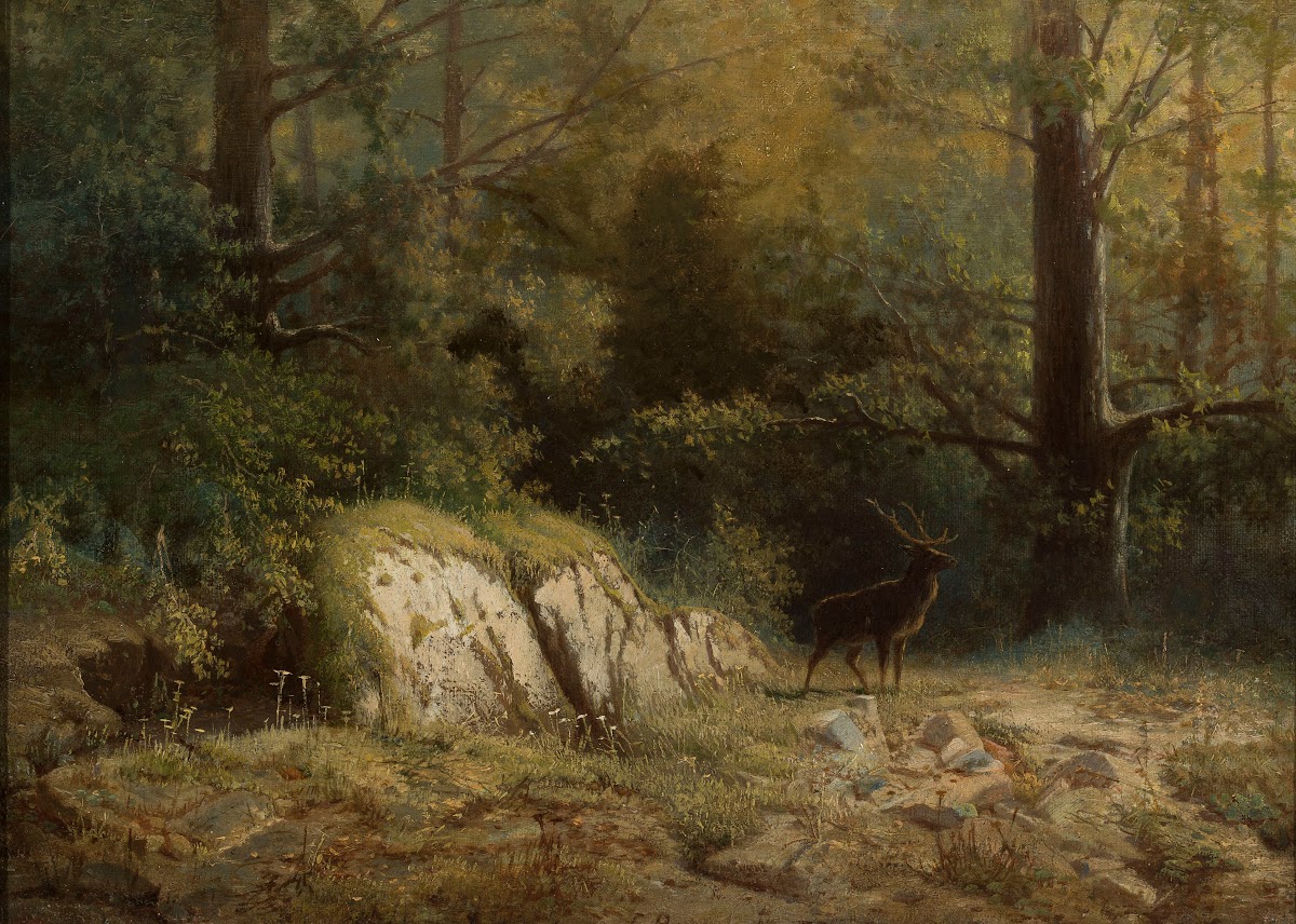 Forest landscape with a deer 1875