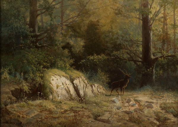 Forest landscape with a deer 1875
