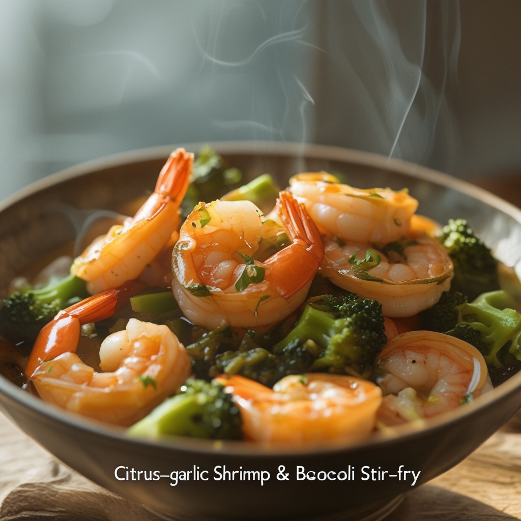 Citrus‑Garlic Shrimp & Broccoli Stir‑Fry Over Creamy Coconut Rice