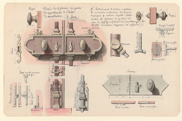 Dessin de la ferrure des portes des appartemens sic de lhôtel de Montholon 1786