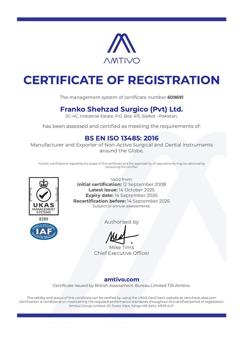 ISO 13485:2016 Certificate for Franko Beauty