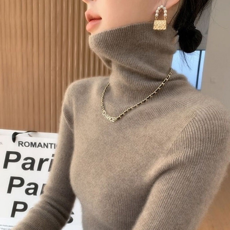Damen-Strickpullover mit Rollkragen, gefüttert