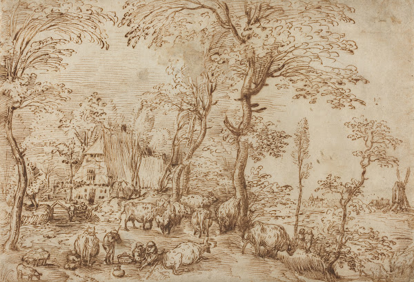 Peasants and Cattle near a Farmhouse c 1553 1554