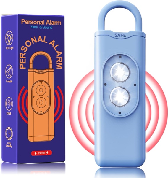 SafeSound Mini Alarma Personal con Linterna Ultra Brillante