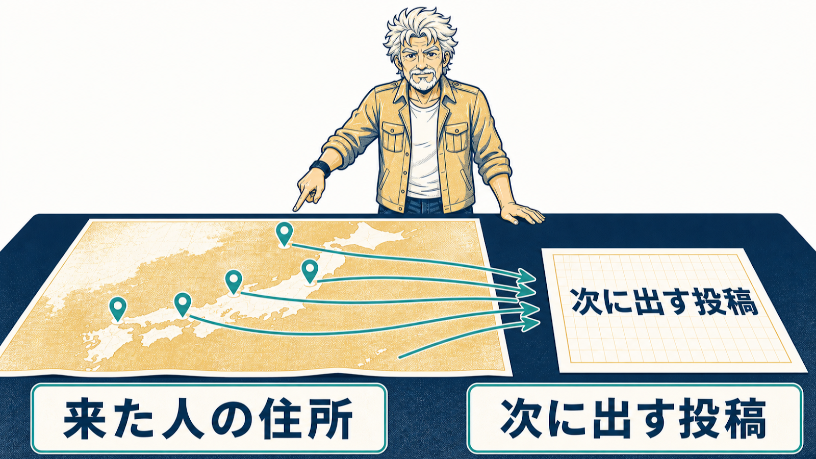 来た人の住所が次に出す投稿の設計図になる図