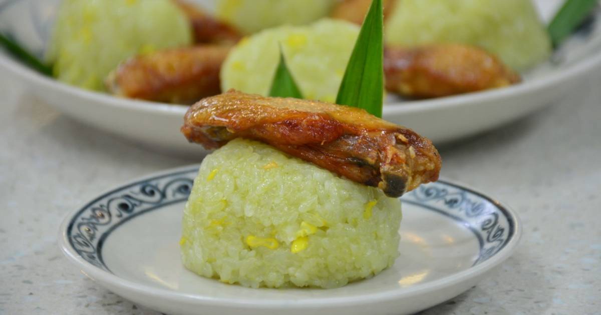Xôi bắp ngọt lá dứa - cánh gà chiên nước mắm