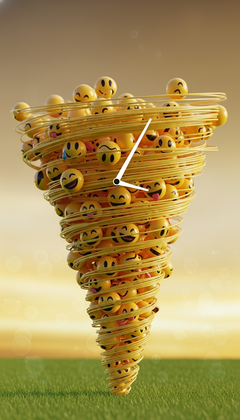Abstract Tornado of Yellow 3D Smileys and Emoticons - Free 4K mobile Wallpaper