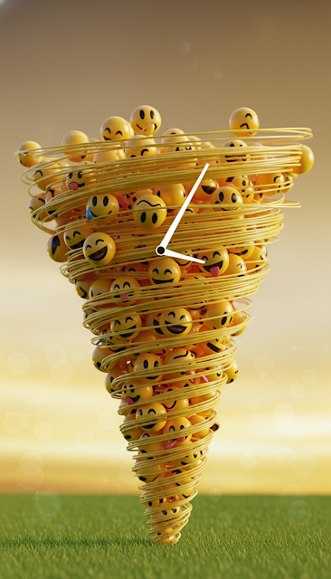 Abstract Tornado of Yellow 3D Smileys and Emoticons - Free mobile Wallpaper